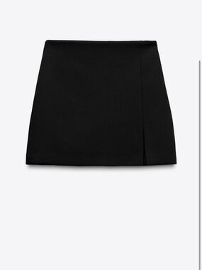 Zara Black Mini Skort with Clean Side Slit